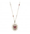 Rue Des Mille Women's Necklace - Galactica Gold Pendant with Zircons and Pearls