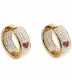 Rue Des Mille Women's Earrings - Galactica in Gold Circle with Cubic Zirconia Pavè and Heart