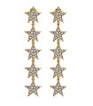 Rue Des Mille Women's Earrings - Stardust Gold Pendants with Stars and White Cubic Zirconia Pavè