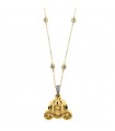 Rue Des Mille Women's Necklace - Go Big Gold with Carriage Pendant and White Zircons