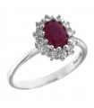 Davite & Delucchi Woman's Ring - Rosette in 18k White Gold with Natural Diamonds and Ruby 0.95 ct - 0