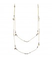 Rue Des Mille Women's Necklace - Gipsy Chic Tierra Double Chain with Brown Stones and Dog Tags