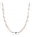 Miluna Woman's Necklace - with Oriente Pearls and Diamond Gold Boule - 0