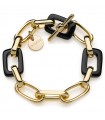 Unoaerre Women's Bracelet - Classic Gold with Forzatina Chain and Black Onyx