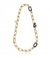 Unoaerre Women's Necklace - Classic with Gold Forzatina Chain and Black Onyx