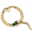 Unoaerre Women's Bracelet - Classic Groumette Gold with Snake Head and Green Enamel