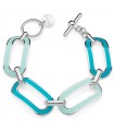 Unoaerre Women's Bracelet - Colors 925% White Silver with Blue Oval Links