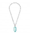 Unoaerre Women's Necklace - Colors with Chain and Light Blue Oval Pendant