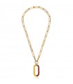 Unoaerre Women's Necklace - Colors with Chain and Red and Yellow Oval Pendant
