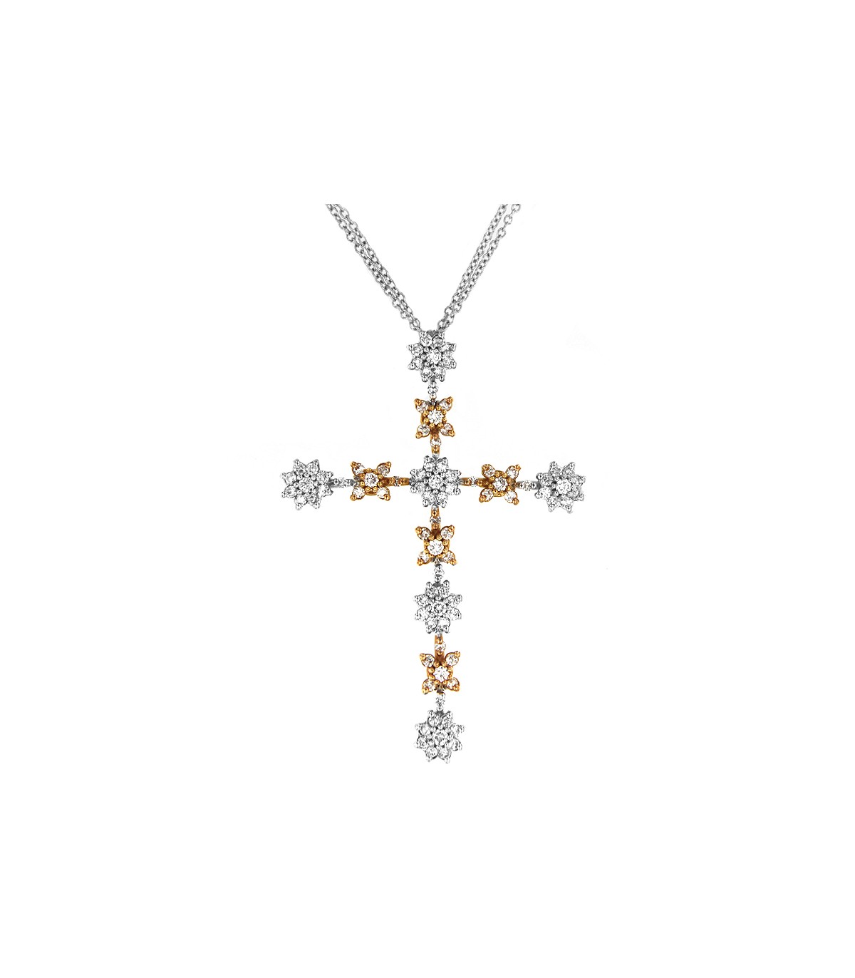 Collana Davite&Delucchi - Oro Bianco - Croce - Diamanti Neri - CLU011775BL2