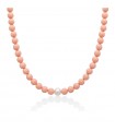 Miluna Women's Necklace - Land and Sea with 8mm Pink Agglomerate and 8.5 - 9mm Freshwater Pearl - 0