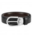 Montblanc Men's Belt - Reversible in Black  Brown Leather with Horseshoe Buckle - 0