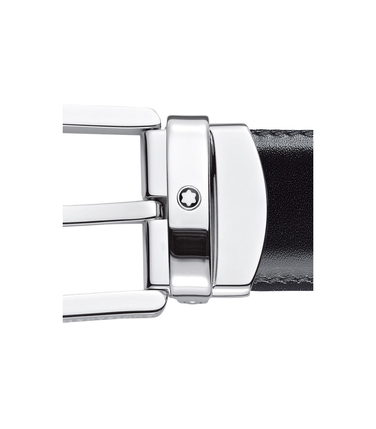 Montblanc Belt Horseshoe Buckle Black/Brown 30mm Reversible Leather - Silver