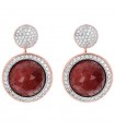 Bronzallure Women's Earrings - Precious Pendants with Rhodonite and Diamonds