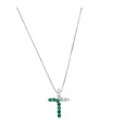 Davite & Delucchi Necklace - White Gold Rood with Diamonds and Emeralds - 0