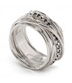 Rubinia Woman's Ring - Filodellavita Classic 13 Wires in 925% Silver with Black Diamonds 0.21 ct - Size 15 - 0