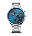 Bering Men's Watch - Titanium Blue Chronograph 43 mm Silver