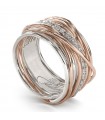 Rubinia Woman's Ring - Filodellavita Classic 13 Wires in 925% Silver and 9 carat Rose Gold with White Diamonds - 0