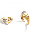 Rue Des Mille Women's Ring - Jungle Tribe Gold with Heart and Cubic Zirconia Pavè