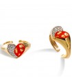 Rue Des Mille Women's Ring - Jungle Tribe Gold with Red Heart and Cubic Zirconia Pavè