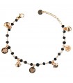 Rue Des Mille Women's Bracelet - Gipsy Chic Tierra with Black Stones Alternating with Medals and Bells
