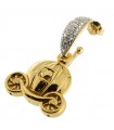 Rue Des Mille Women's Mono Earring - Go-Big Gold with White Zircons and Small Carriage Pendant