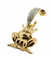 Rue Des Mille Women's Mono Earring - Go-Big Gold with White Zircons and Small Frog Prince Pendant