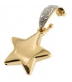 Rue Des Mille Women's Mono Earring - Go-Big Gold with White Zircons and Small Star Pendant