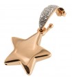 Rue Des Mille Women's Mono Earring - Go-Big Rose Gold with White Zircons and Small Star Pendant