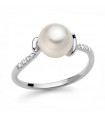 Miluna Ring - 18k White Gold with Freshwater Pearl and Natural Diamonds - 0