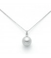 Nimei Women's Necklace - 18K White Gold with Australian Maxima Pearl and Natural Diamonds - 0