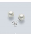 Nimei Women's Earrings - in 18K White Gold with Akoya Pearls 8 - 8.5 mm - 0