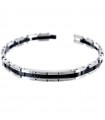 Bracciale Zancan da Uomo - Hi-teck in Acciaio 316L con Targa Centrale e Spinelli Neri