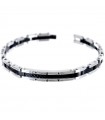 Zancan Men's Bracelet - Hi-teck in 316L Steel with Central Plate and Black Spinels