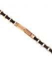 Zancan Men's Bracelet - Hi-Teck in 316L Steel with Central Plate PVD Rose Gold and Black Spinels