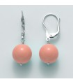 Miluna Woman's Earrings - Earth and Sea in 925% Silver with Pink Coral Agglomerate 12 mm - 0