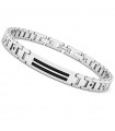 Zancan Men's Bracelet - Hi-Teck in 316L Steel with Large Silver Links and Central Plate