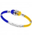 Bracciale Zancan da Uomo - Regata Cordino Kevlar Bicolor Giallo e Blu con Rosa dei Venti in Argento 925%