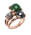 Bronzallure Women's Ring - Felicia Trilogy with Natural Colored Stones Size 14
