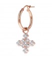 Bronzallure Single Earring for Woman - Very High Cross with Cubic Zirconia Pavè