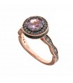 Salvatore Plata Ring - Vibrant in 925% Rose Gold Silver with Pink and Lavender Zircons - Size 16 - 0