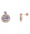 Salvatore Plata Earrings - Vibrant in 925% Silver Round Rose Gold with Multicolor Zircons - 0