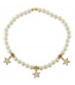 Rue Des Mille Women's Bracelet - Elastic Galactica with Pearls and White Zircon Stars