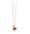 Rue Des Mille Necklace for Woman - Jungle Tribe with Red Enamelled Heart and White Zircons