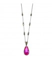 Salvatore Plata Necklace - Genuine in 925% Silver Rose Gold with Synthetic Ruby Pendant - 0