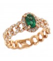 Buonocore Ring - Noon Groumette in 18K Rose Gold with White Diamonds and 0.41 ct Emerald - 0