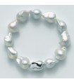 Nimei Women's Bracelet - in 925% Silver with Orient Baroque Pearls 12-14mm - 0