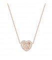 Buonocore Necklace - Heart in 18K Rose Gold Perforated Heart with Natural Diamonds 0.28 ct - 0