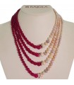 Rajola Women's Necklace - Multi-strand Fairy Tale with Bordeaux Jade and Multicolor Pearls - 0