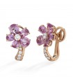 Buonocore Earrings - Flowers in 18K Rose Gold with Natural Diamonds and Pink Sapphires - 0